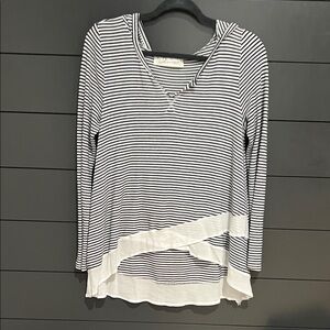 Vintage Havana  Black and White Striped Hoodie  (s)